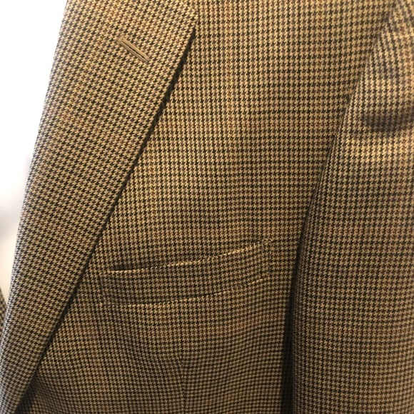 Jos A Banks Wool Blazer Sports Coat Tan Gun club check 42R - Picture 2 of 16